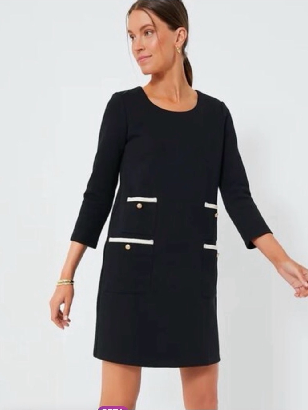Tuckernuck Black Shift Dress with Contrast Trim